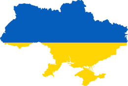Ukraine flag on map of the country